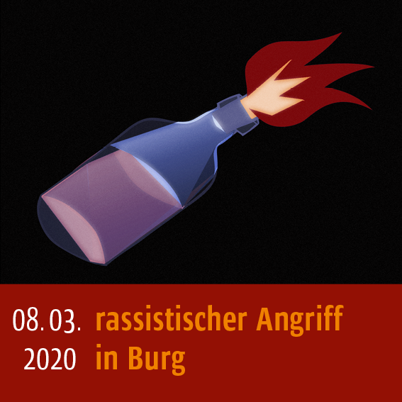 Infografik: 08.03.2020 rassistischer Angriff in Burg