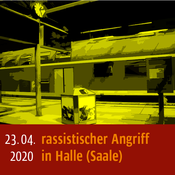 Infografik: 23.04.2020 rassistischer Angriff in Halle (Saale). Bild einer U-Bahn Station.