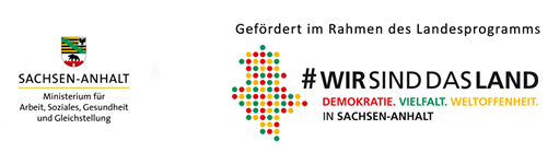 Logo Sachsen-Anhalt und Landesprogramm #Wir sind das Land